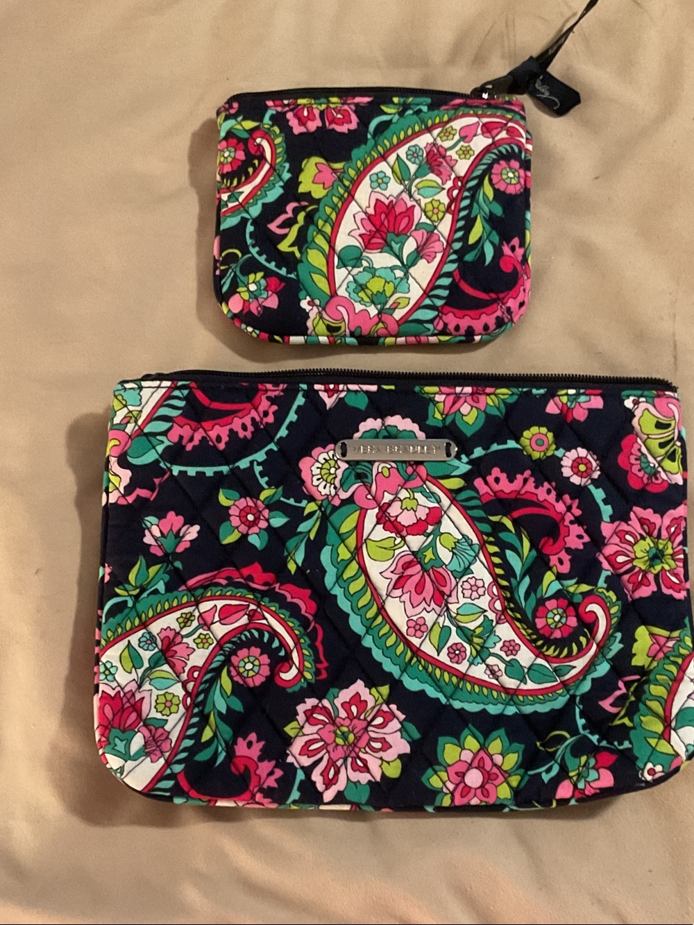Vera Bradley Parisian Paisley Quilted Zip Pouch Set